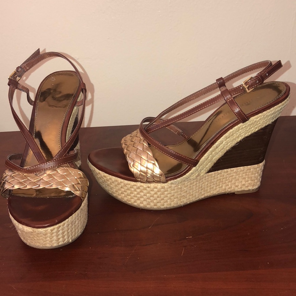 Audrey Brook Gold/Tan Wedges